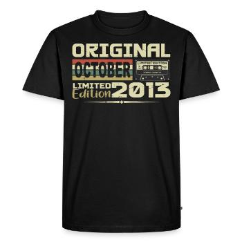 Anniversaire Octobre 2013 Original | Octobre 2013 - T-shirt Premium bio Homme - noir - Devant - Nico (187cm)