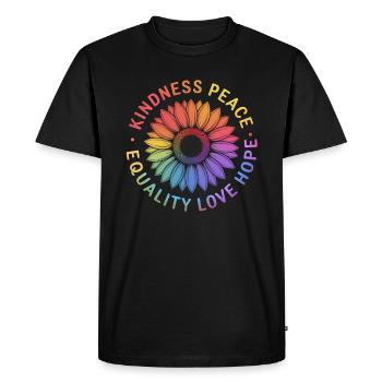 Sonnenblume Gay Pride Month Regenbogen LGBT LGBTQ+ - Männer Premium Bio T-Shirt - Schwarz - Vorne - Nico (187cm)