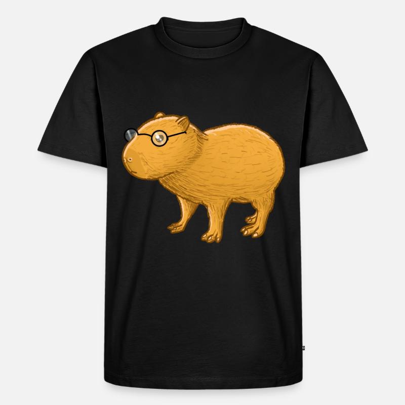 Nerd Capybara - Männer Premium Bio T-Shirt - Schwarz