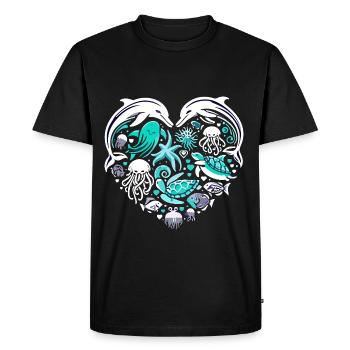 Amour de la mer, Animaux, Animaux, Dessins de coeur - T-shirt Premium bio Homme - noir - Devant - Nico (187cm)