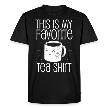 Favorite tea shirt, tea, tea drinker - Men's Premium Organic T-Shirt - black - Front - Nico (187cm)