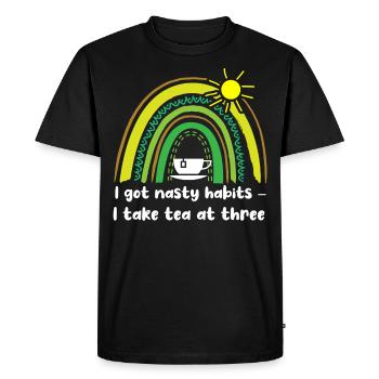 Tea lovers, tea drinkers, tea time - Men's Premium Organic T-Shirt - black - Front - Nico (187cm)