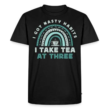 Tea lovers, tea drinkers, tea time - Men's Premium Organic T-Shirt - black - Front - Nico (187cm)