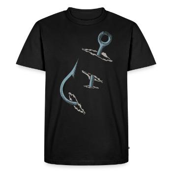 Pêcheurs, pêche, hameçons - T-shirt Premium bio Homme - noir - Devant - Nico (187cm)