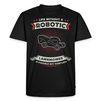 Robotic lawn mower fan, lawn mowing - Men's Premium Organic T-Shirt - black - Front - Nico (187cm)