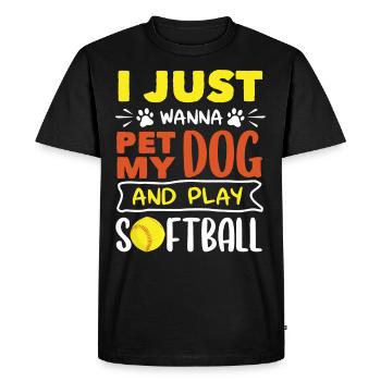Il suffit de caresser mon chien et de jouer au softball - T-shirt Premium bio Homme - noir - Devant - Nico (187cm)