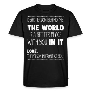 Personne derrière moi, un meilleur endroit - T-shirt Premium bio Homme - noir - Devant - Nico (187cm)