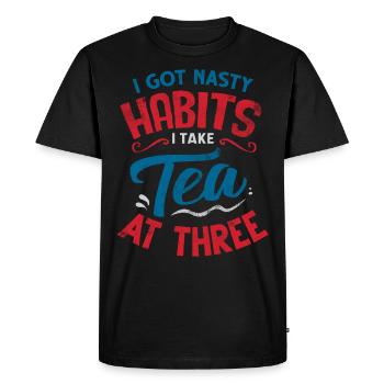 Tea lovers, tea drinkers, tea, tea time - Men's Premium Organic T-Shirt - black - Front - Nico (187cm)