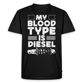 Mon groupe sanguin est diesel, chauffeur de camion - T-shirt Premium bio Homme - noir - Devant - Nico (187cm)