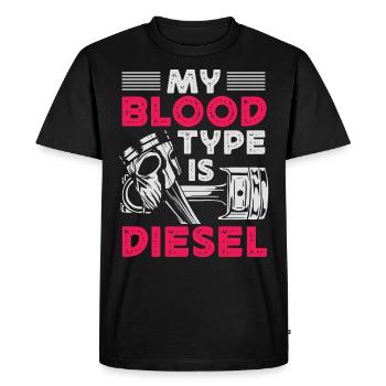 Mon groupe sanguin est diesel, chauffeur de camion - T-shirt Premium bio Homme - noir - Devant - Nico (187cm)