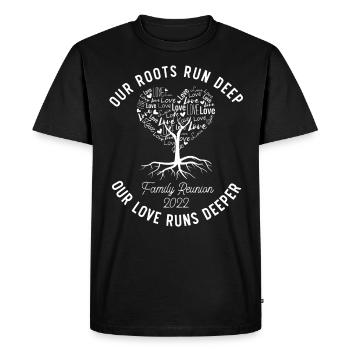 Our roots are deep, family reunions - Men's Premium Organic T-Shirt - black - Front - Nico (187cm)