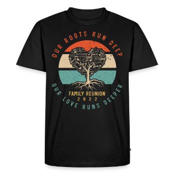 Our roots are deep, family reunions - Men's Premium Organic T-Shirt - black - Front - Nico (187cm)