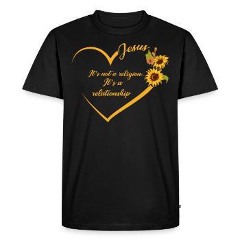 Jésus, ce n’est pas une religion C’est une relation - T-shirt Premium bio Homme - noir - Devant - Nico (187cm)
