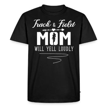 Maman athlétisme, criera fort - T-shirt Premium bio Homme - noir - Devant - Nico (187cm)