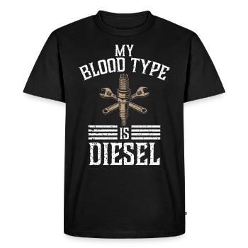 Mon groupe sanguin est diesel, chauffeur de camion - T-shirt Premium bio Homme - noir - Devant - Nico (187cm)