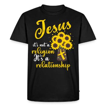 Jésus, ce n’est pas une religion C’est une relation - T-shirt Premium bio Homme - noir - Devant - Nico (187cm)