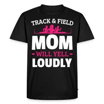 Maman athlétisme, criera fort - T-shirt Premium bio Homme - noir - Devant - Nico (187cm)