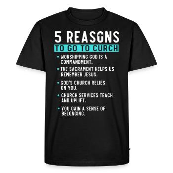 5 raisons d’aller à l’église - T-shirt Premium bio Homme - noir - Devant - Nico (187cm)