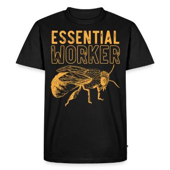 Essential worker, bee, beekeeper, honeycomb - Men's Premium Organic T-Shirt - black - Front - Nico (187cm)