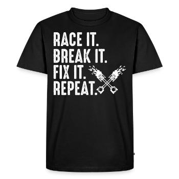 Race mechanic, garage person - Men's Premium Organic T-Shirt - black - Front - Nico (187cm)