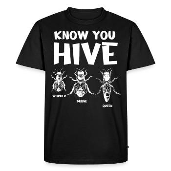 Essential worker, bee, beekeeper, honeycomb - Men's Premium Organic T-Shirt - black - Front - Nico (187cm)