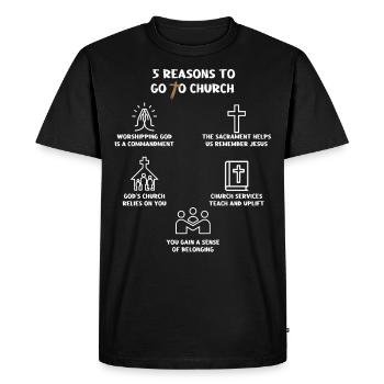 5 Reasons to Go to Church - Men's Premium Organic T-Shirt - black - Front - Nico (187cm)