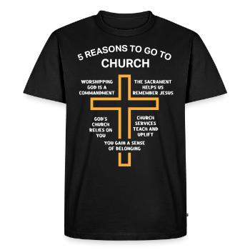 5 raisons d’aller à l’église - T-shirt Premium bio Homme - noir - Devant - Nico (187cm)