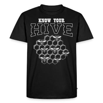 Essential worker, bee, beekeeper, honeycomb - Men's Premium Organic T-Shirt - black - Front - Nico (187cm)