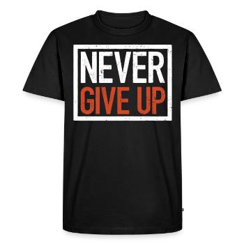 Ne jamais abandonner, citation motivante - T-shirt Premium bio Homme - noir - Devant - Nico (187cm)