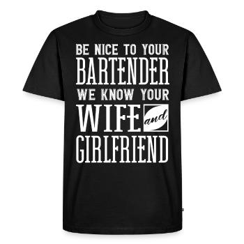 Barman, Barman Citation drôle - T-shirt Premium bio Homme - noir - Devant - Nico (187cm)