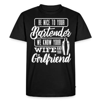 Barman, Barman Citation drôle - T-shirt Premium bio Homme - noir - Devant - Nico (187cm)