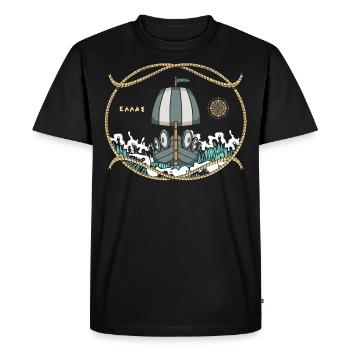 Bateau d’histoire de la Grèce antique - T-shirt Premium bio Homme - noir - Devant - Nico (187cm)