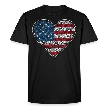 Cœur patriotique américain avec le drapeau américain 4 juillet - T-shirt Premium bio Homme - noir - Devant - Nico (187cm)