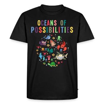 Océan de possibilités, lecteurs, lecture - T-shirt Premium bio Homme - noir - Devant - Nico (187cm)