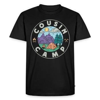 Cousin Camp, Camping en plein air - T-shirt Premium bio Homme - noir - Devant - Nico (187cm)