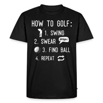How to play golf, golf ball - Men's Premium Organic T-Shirt - black - Front - Nico (187cm)