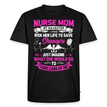 Infirmière Maman - T-shirt Premium bio Homme - noir - Devant - Nico (187cm)