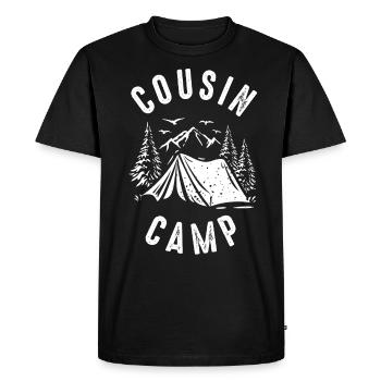 Cousin Camp, Camping en plein air - T-shirt Premium bio Homme - noir - Devant - Nico (187cm)