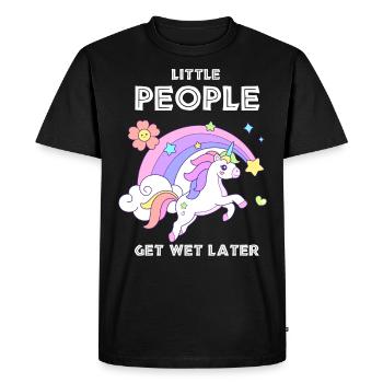 Licorne Les petites gens se mouillent plus tard - T-shirt Premium bio Homme - noir - Devant - Nico (187cm)