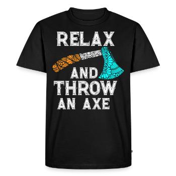 Axe Throw, Throw An Axe - Men's Premium Organic T-Shirt - black - Front - Nico (187cm)
