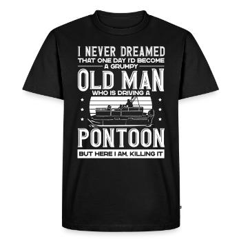 Grumpy old man driving a pontoon - Men's Premium Organic T-Shirt - black - Front - Nico (187cm)