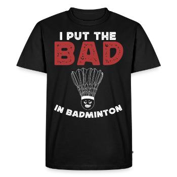 Badminton, joueurs de badminton - T-shirt Premium bio Homme - noir - Devant - Nico (187cm)