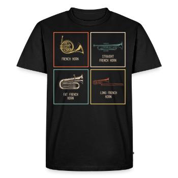 Français Joueur de cor - T-shirt Premium bio Homme - noir - Devant - Nico (187cm)