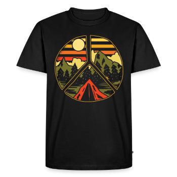 Randonnée en plein air Paix et amour - T-shirt Premium bio Homme - noir - Devant - Nico (187cm)