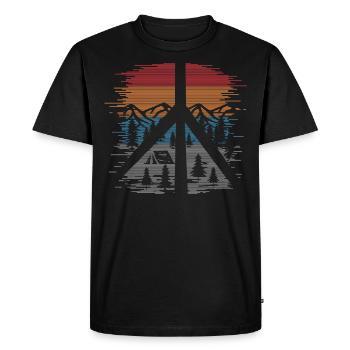 Randonnée en plein air Paix et amour - T-shirt Premium bio Homme - noir - Devant - Nico (187cm)