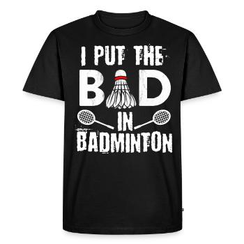 Badminton, Joueurs de badminton - T-shirt Premium bio Homme - noir - Devant - Nico (187cm)