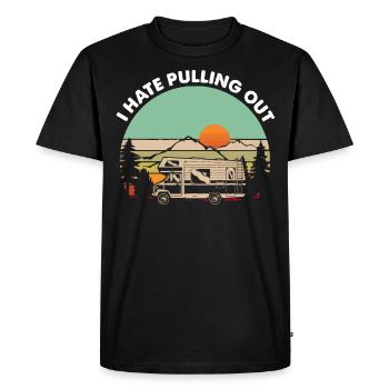 Camping, je déteste déménager, camping-car - T-shirt Premium bio Homme - noir - Devant - Nico (187cm)