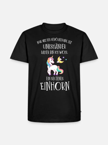 Linkshänder Einhorn - Männer Premium Bio T-Shirt - Schwarz