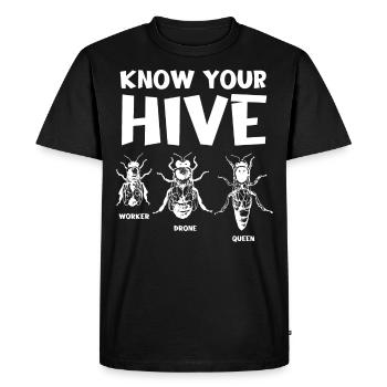 Connaissez votre ruche, apiculteur, apiculture - T-shirt Premium bio Homme - noir - Devant - Nico (187cm)