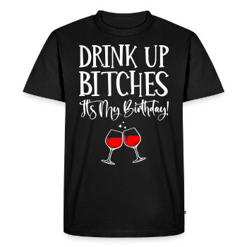 Boire, c’est mon anniversaire - T-shirt Premium bio Homme - noir - Devant - Nico (187cm)